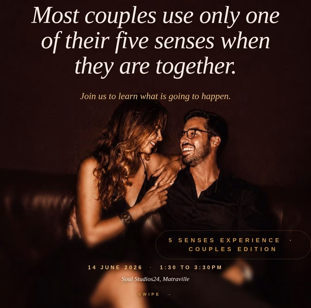 5 Senses Experience for Couples. 14 June 2026 at Soul Studios, Matraville.